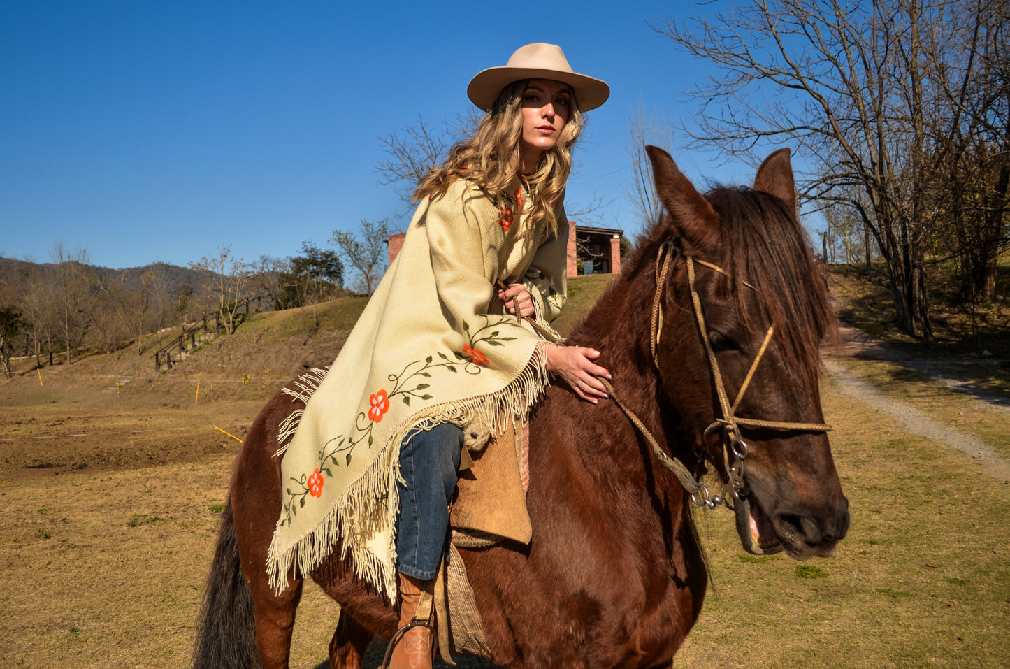 Poncho Bordado "Tandil" Telar Criollo