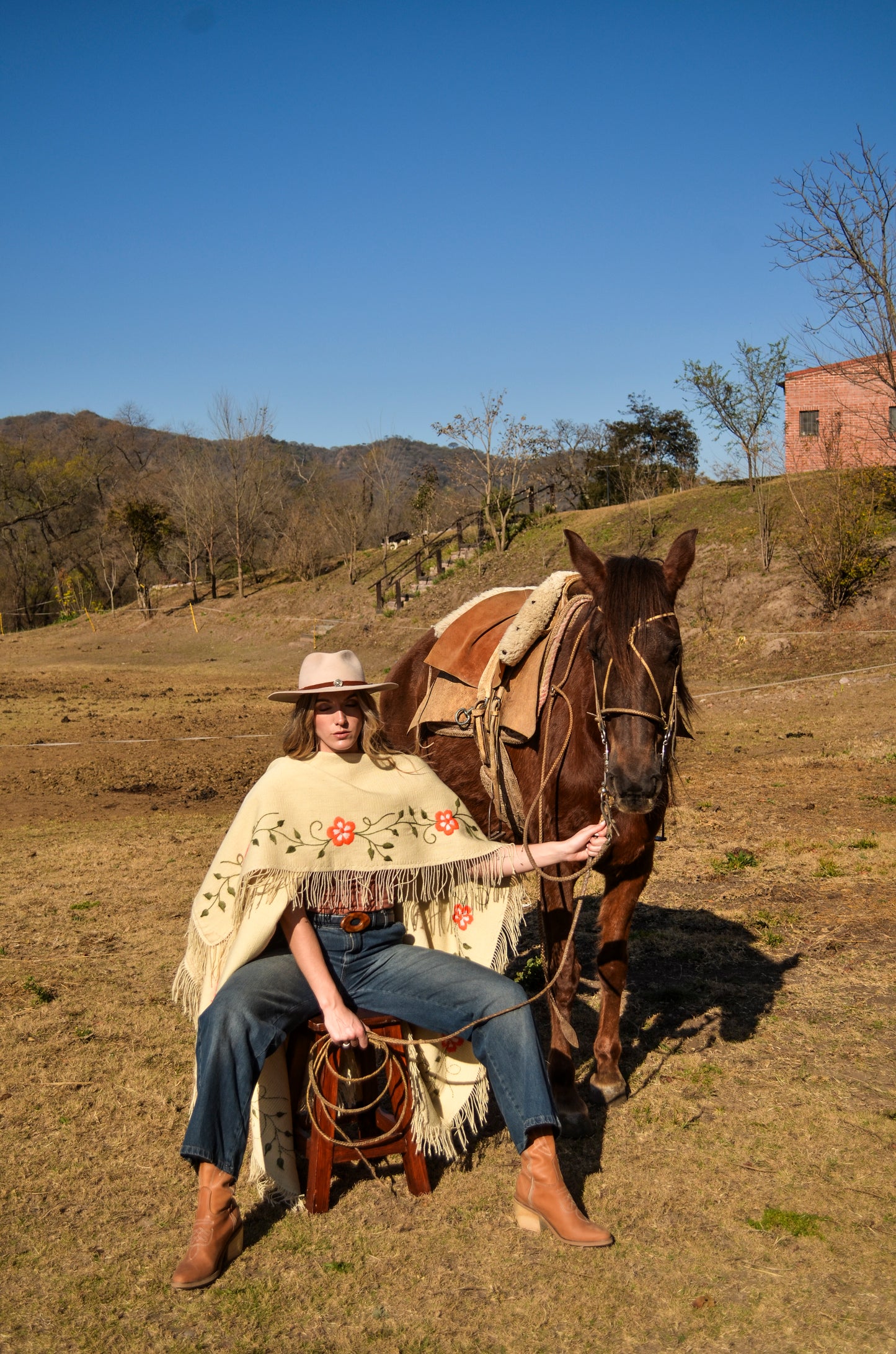 Poncho Bordado "Tandil" Telar Criollo