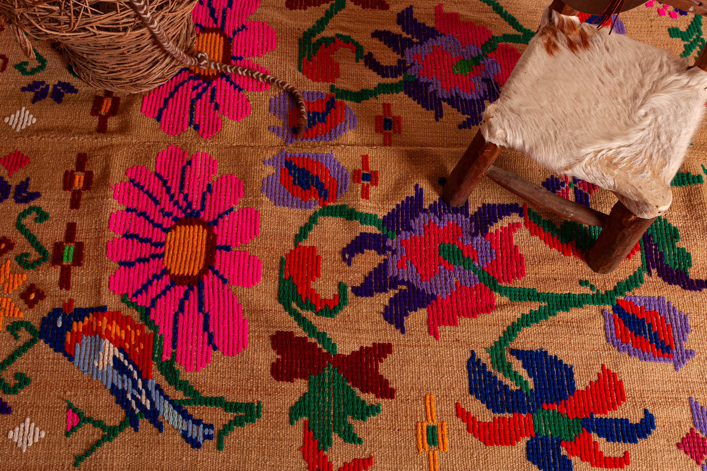 Alfombra Bordada "Jujuy" Lana de Oveja en Telar