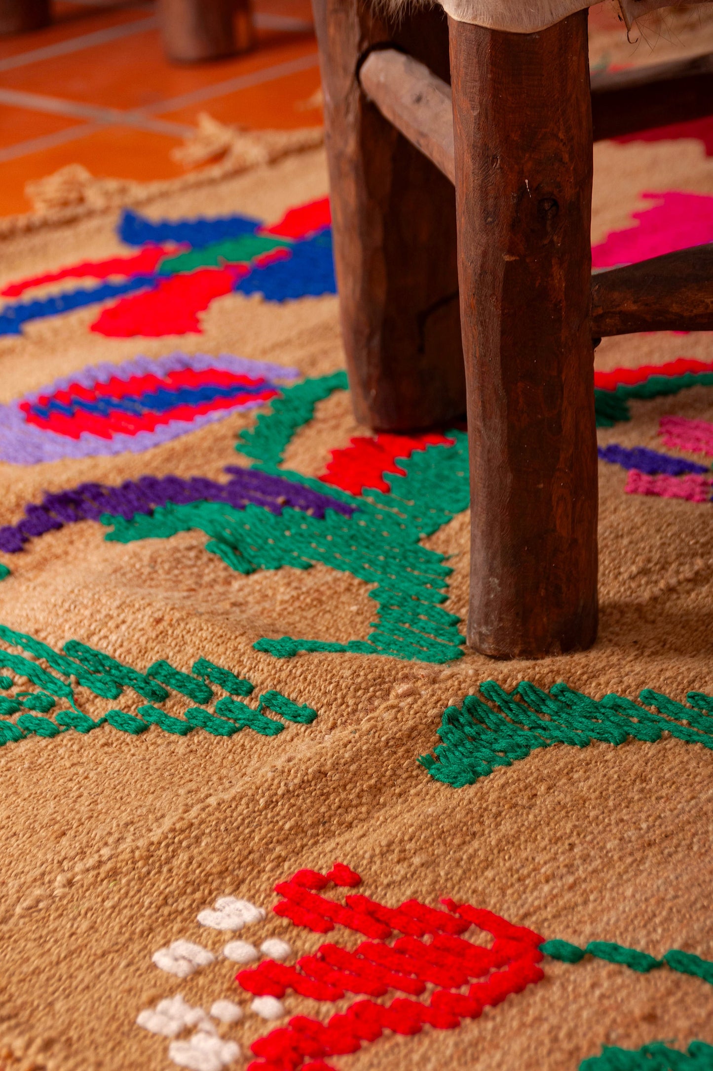 Alfombra Bordada "Jujuy" Lana de Oveja en Telar