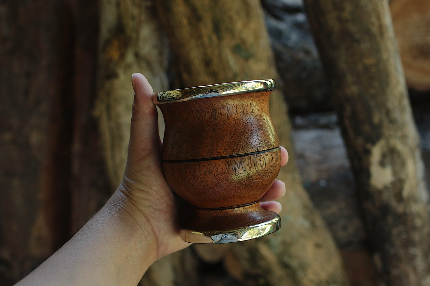 Mate de Algarrobo y Alpaca con Bombilla