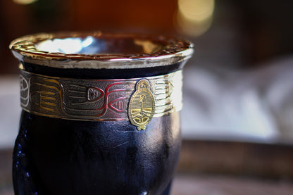 Mate Imperial Cuero y Alpaca con Escudo Nacional Bronce