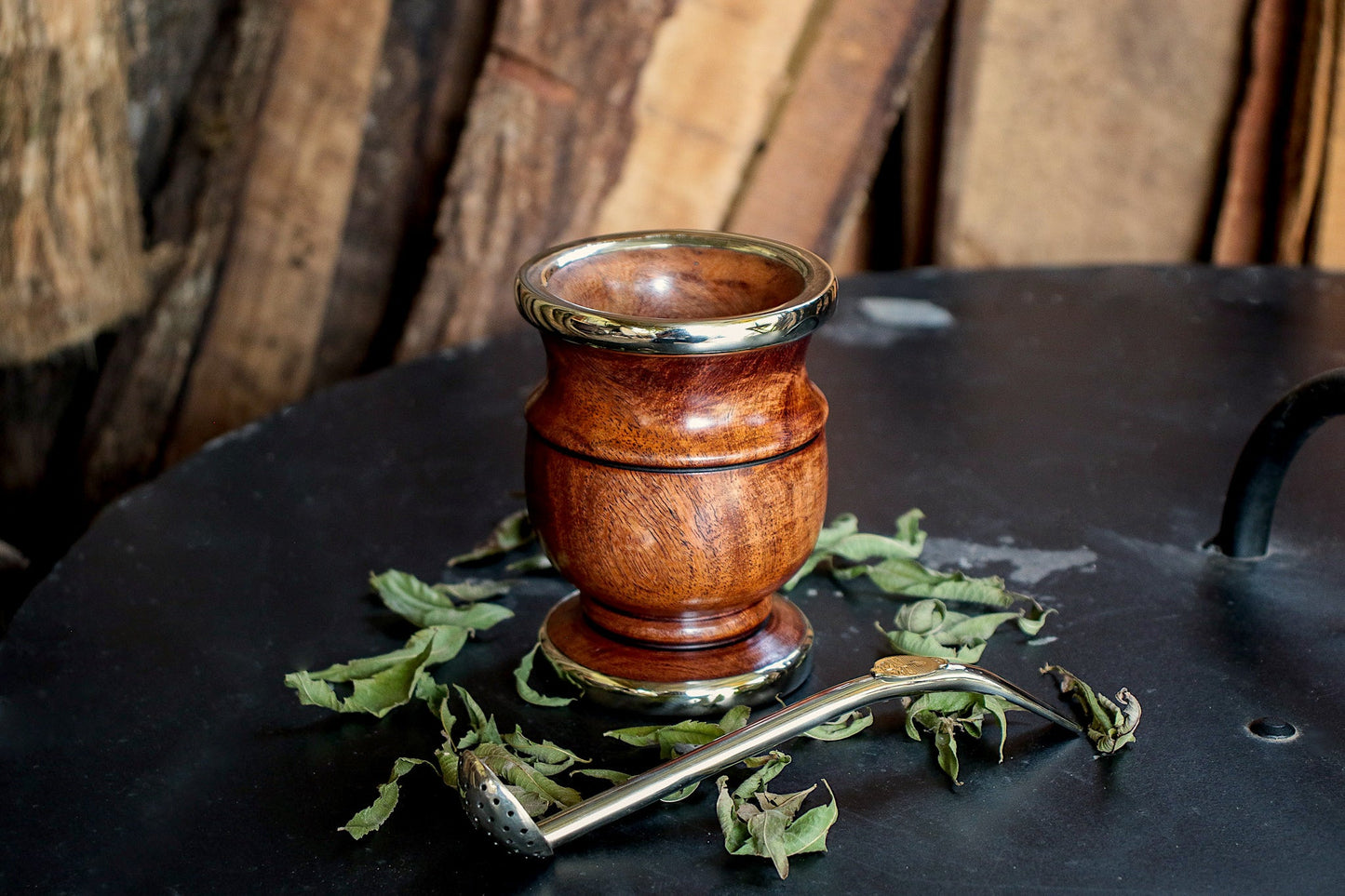 Mate de Algarrobo y Alpaca con Bombilla