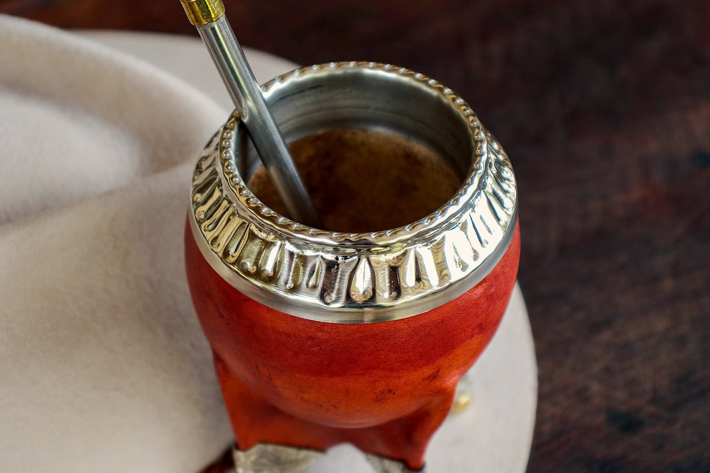 Mate de Cuero y Alpaca con Bombillón