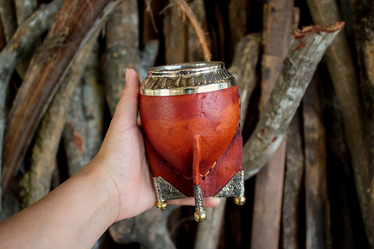 Mate de Cuero y Alpaca con Bombillón