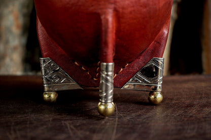 Mate de Cuero, Bronce y Alpaca con Bombillón